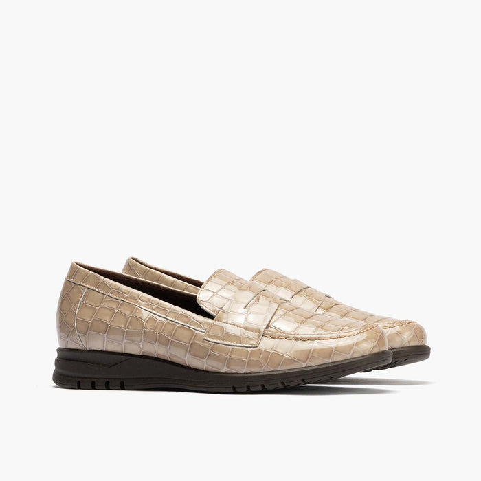 pitillos Mocasín en Coco de mujer color piedra