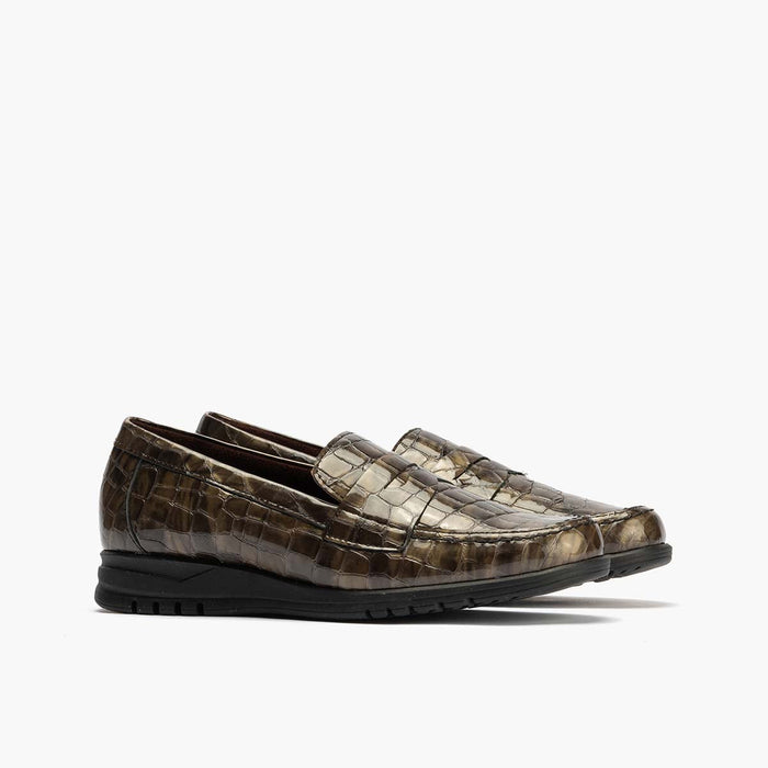 pitillos Mocasín en Coco para mujer color humo