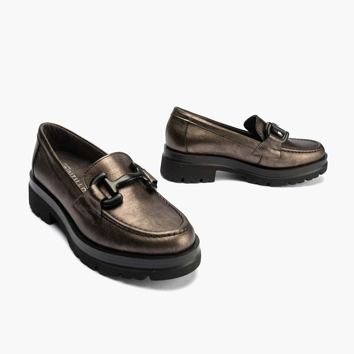 Pitillos Mocasín En Laminado De Mujer Color Bronce