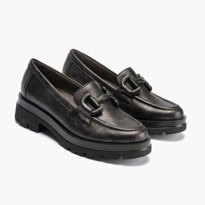 Pitillos Mocasín En Laminado Mujer Color Antracita
