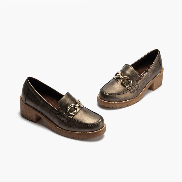 Pitillos Mocasín En Laminado Mujer Color Bronce