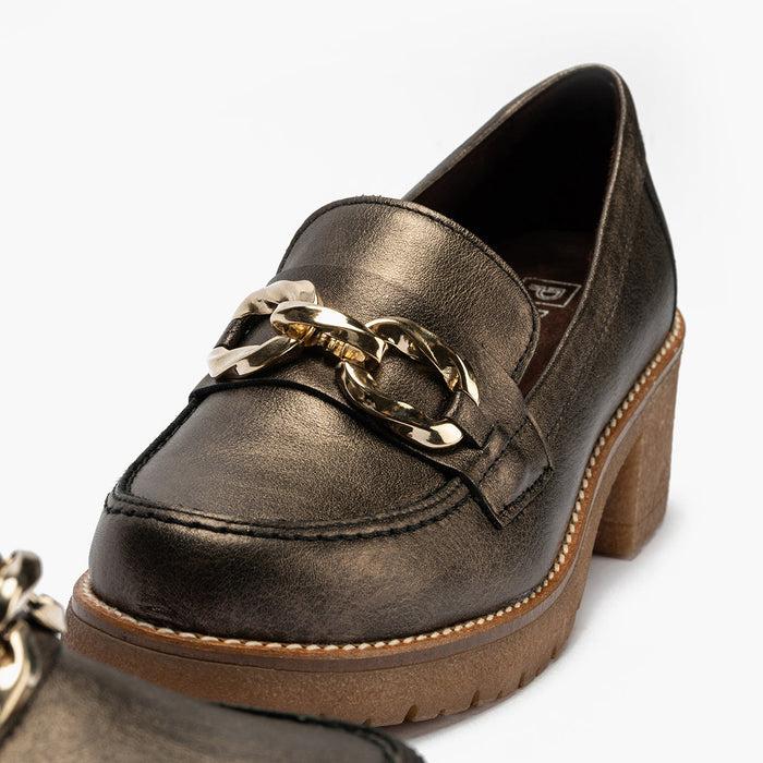 Pitillos Mocasín En Laminado Mujer Color Bronce