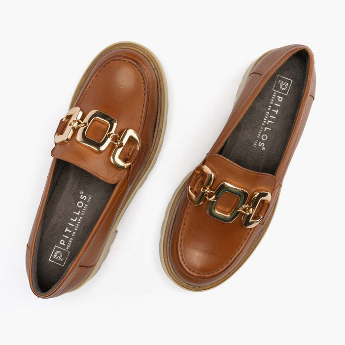 Pitillos Mocasín En Napa De Mujer Color Cuero