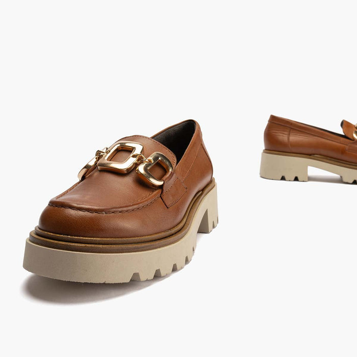 Pitillos Mocasín En Napa De Mujer Color Cuero