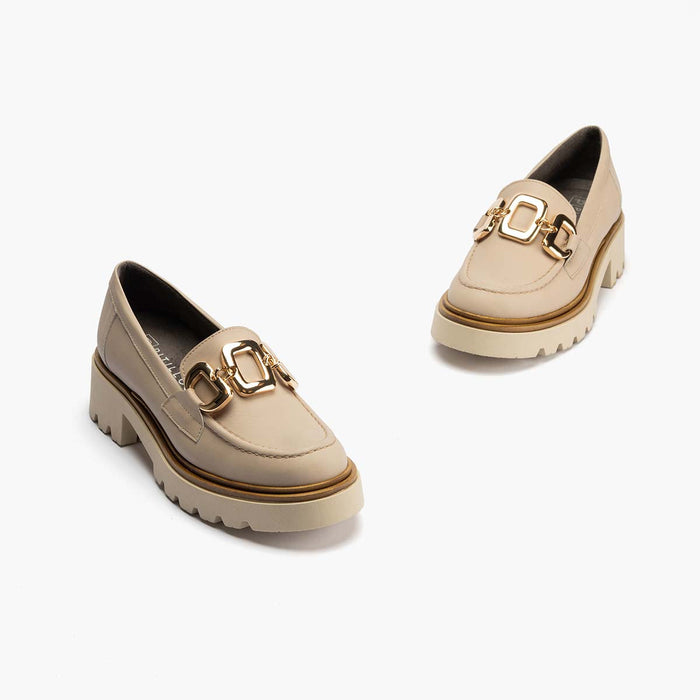 Pitillos Mocasín En Napa Mujer Color Piedra