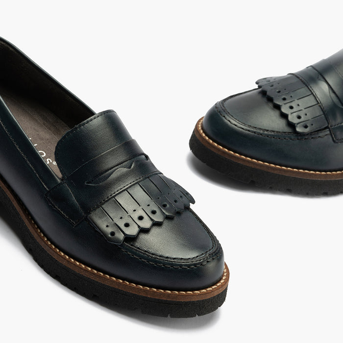 pitillos Mocasín Flecos para mujer color marino