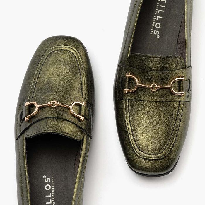 Pitillos Mocasín Laminado De Mujer Color Verde