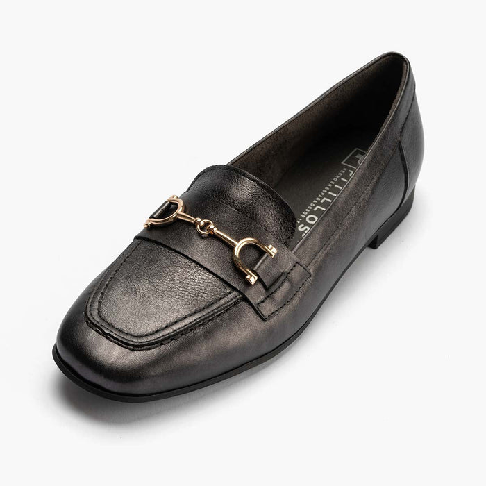 Pitillos Mocasín Laminado Mujer Color Antracita