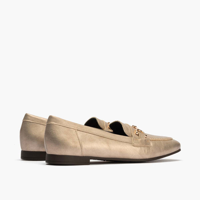 Pitillos Mocasín Laminado Mujer Color Piedra