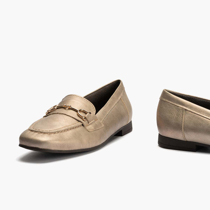 Pitillos Mocasín Laminado Mujer Color Piedra