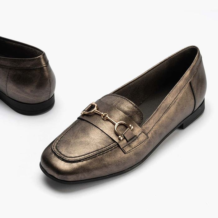 Pitillos Mocasín Laminado Para Mujer Color Bronce
