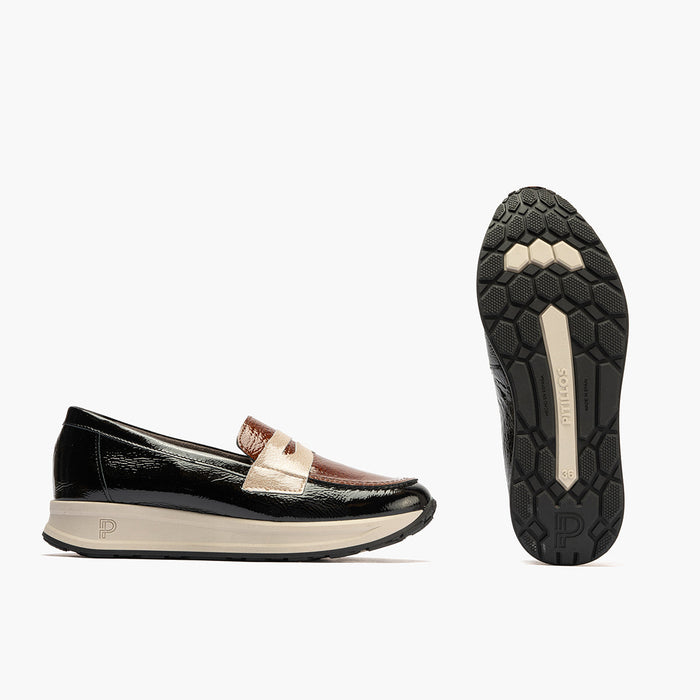 Pitillos Mocasín Tricolor De Mujer Color Negro