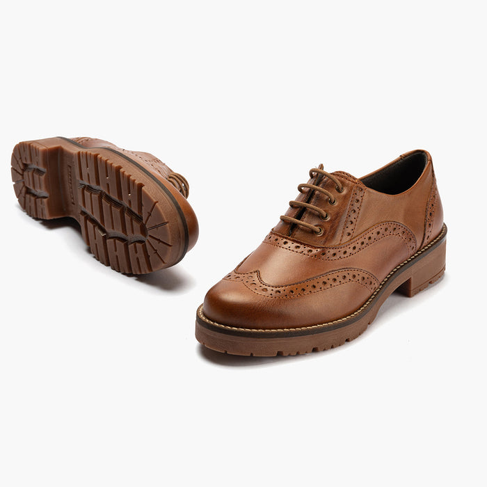 Pitillos Zapato Inglés En Napa Mujer Color Cuero