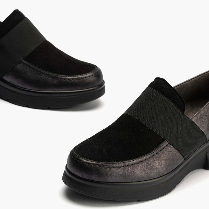 Pitillos Zapato Abotinado Con Elástico Mujer Color Negro