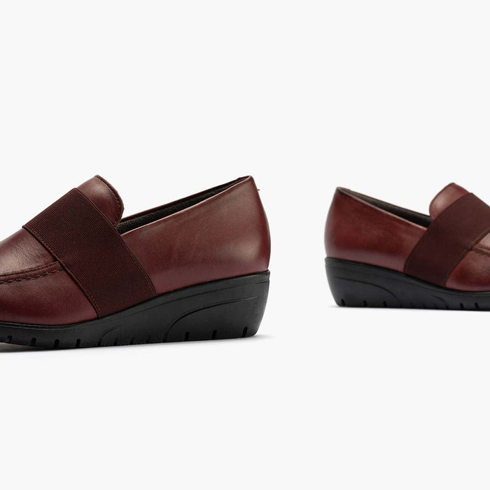 Pitillos Zapato Abotinado Con Elástico Para Mujer Color Burdeos