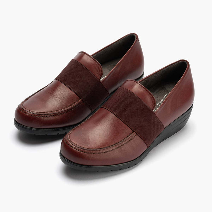 Pitillos Zapato Abotinado Con Elástico Para Mujer Color Burdeos