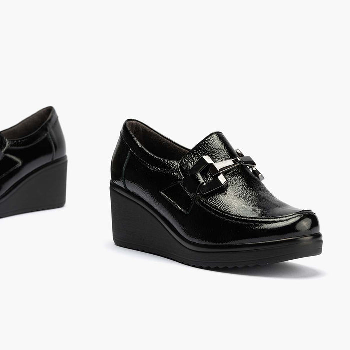 Pitillos Zapato Abotinado En Charol De Mujer Color Negro