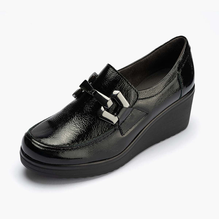 Pitillos Zapato Abotinado En Charol De Mujer Color Negro