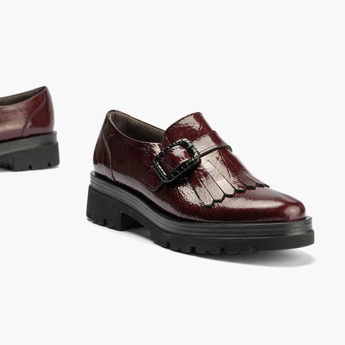 Pitillos Zapato Abotinado En Charol Mujer Color Burdeos