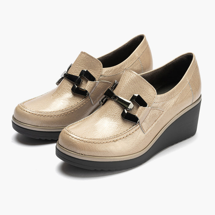 Pitillos Zapato Abotinado En Charol Mujer Color Piedra