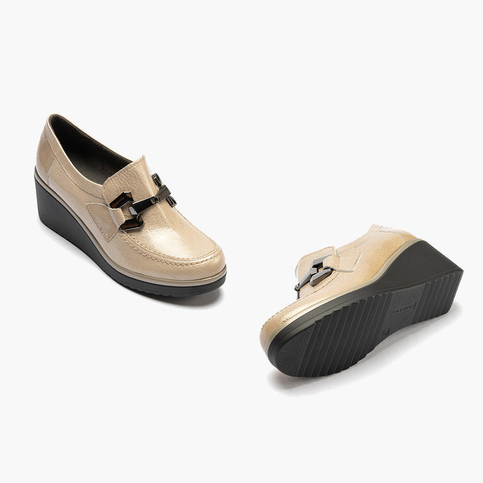 Pitillos Zapato Abotinado En Charol Mujer Color Piedra