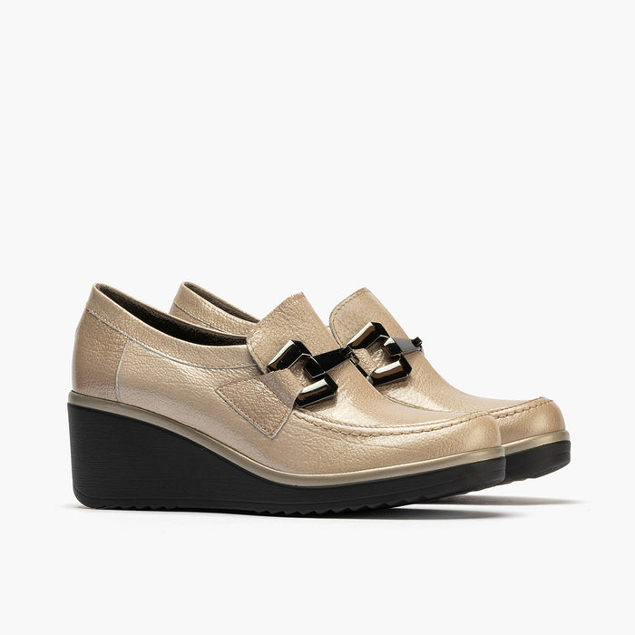 pitillos Zapato Abotinado en Charol mujer color piedra