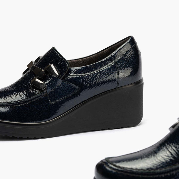 Pitillos Zapato Abotinado En Charol Para Mujer Color Marino