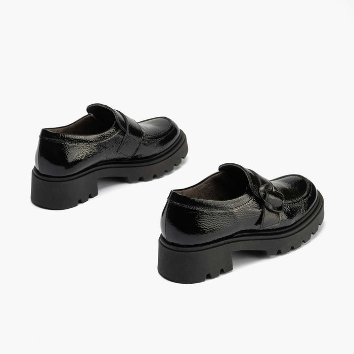 Pitillos Zapato Abotinado En Charol Para Mujer Color Negro