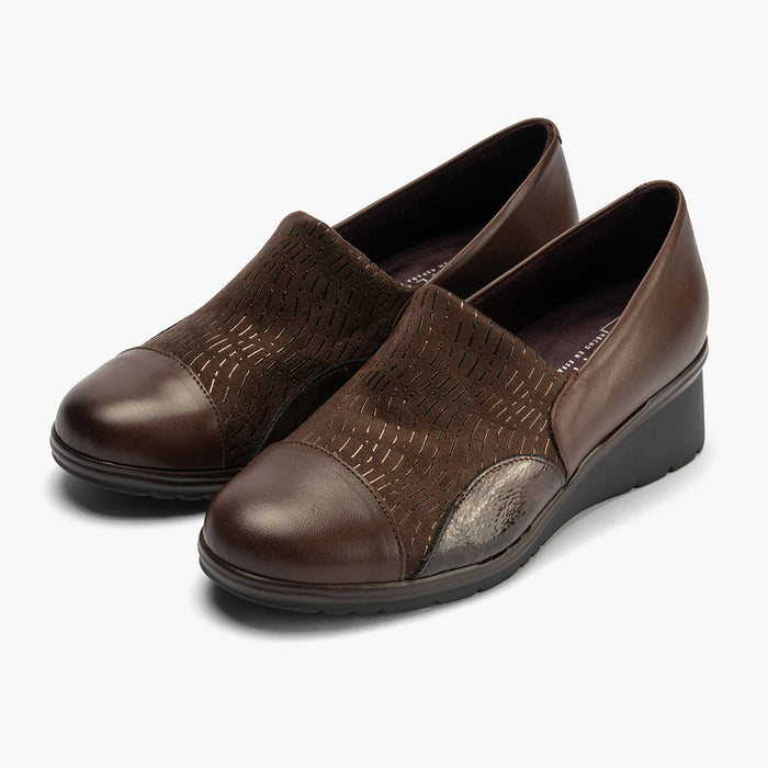 Pitillos Zapato Abotinado Lycra De Mujer Color Marrón