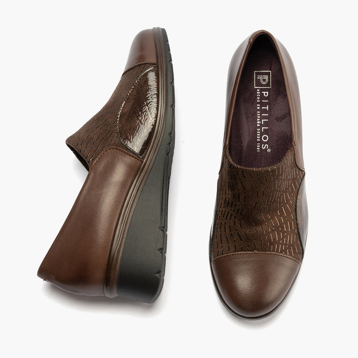 Pitillos Zapato Abotinado Lycra De Mujer Color Marrón