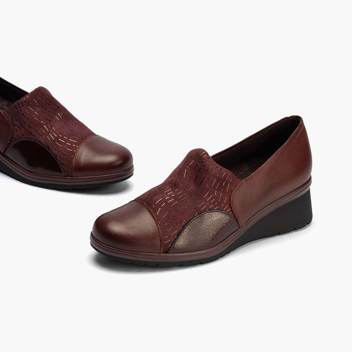 Pitillos Zapato Abotinado Lycra Para Mujer Color Burdeos