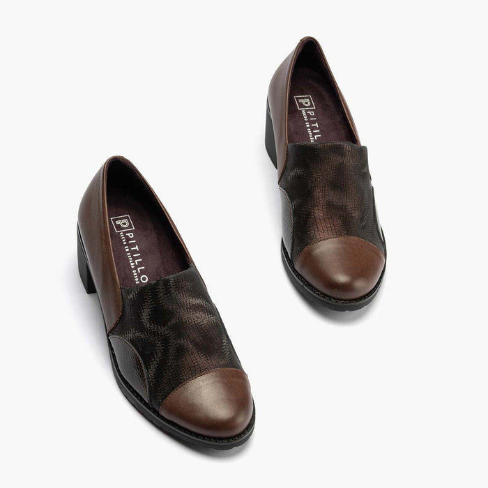 Pitillos Zapato Abotinado Lycra Para Mujer Color Marrón