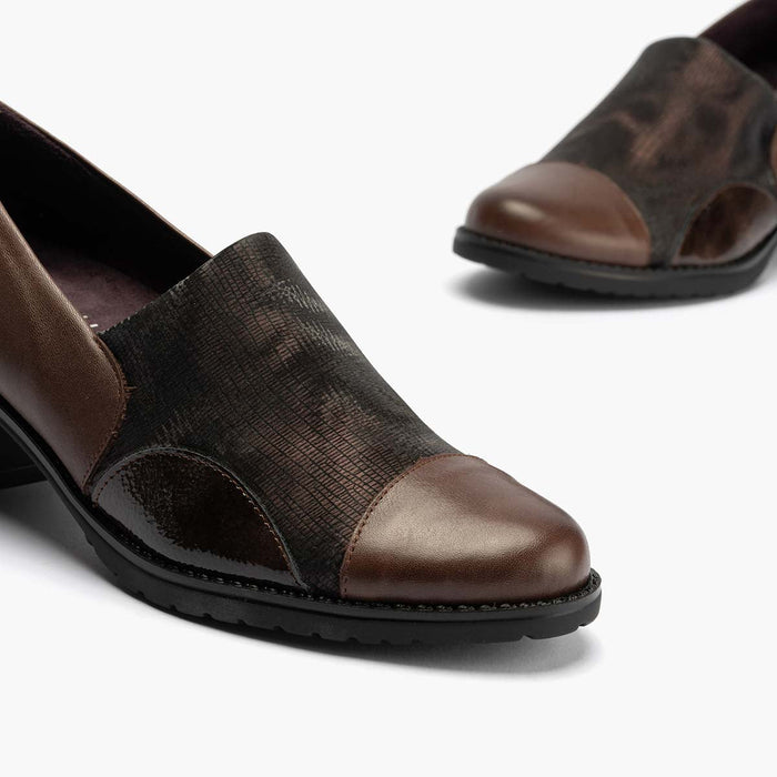 Pitillos Zapato Abotinado Lycra Para Mujer Color Marrón