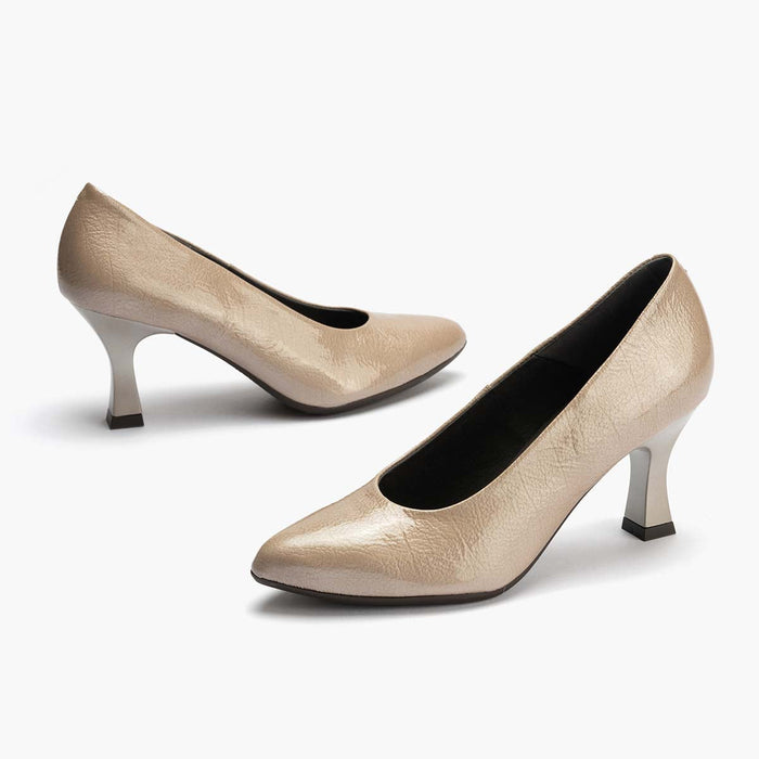 Pitillos Zapato De Salón Charol De Mujer Color Piedra