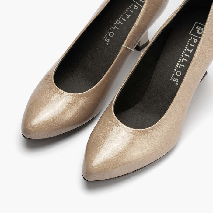 Pitillos Zapato De Salón Charol De Mujer Color Piedra