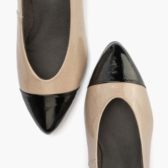 Pitillos Zapato De Salón Combinado Charol Para Mujer Color Piedra