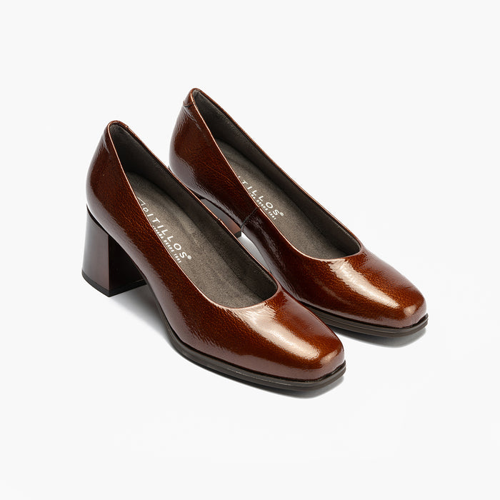 Pitillos Zapato De Salón En Charol Para Mujer Color Cuero