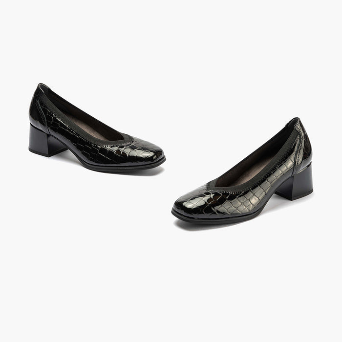 Pitillos Zapato De Salón Pico Con Elástico De Mujer Color Negro