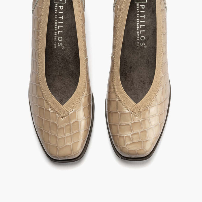 Pitillos Zapato De Salón Pico Con Elástico De Mujer Color Piedra