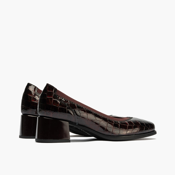 Pitillos Zapato De Salón Pico Con Elástico Para Mujer Color Burdeos