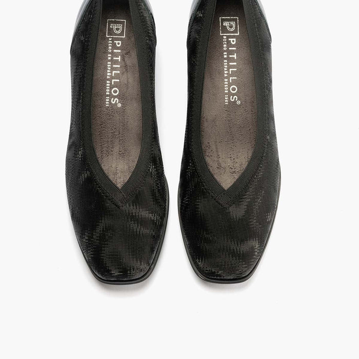 Pitillos Zapato De Salón Pico Con Elásticos Para Mujer Color Negro