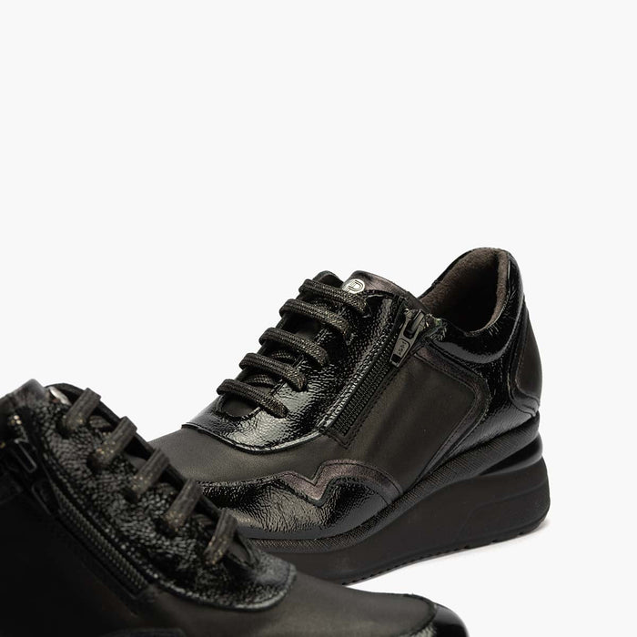 Pitillos Zapato Deportivo Charol Con Cremallera Para Mujer Color Negro