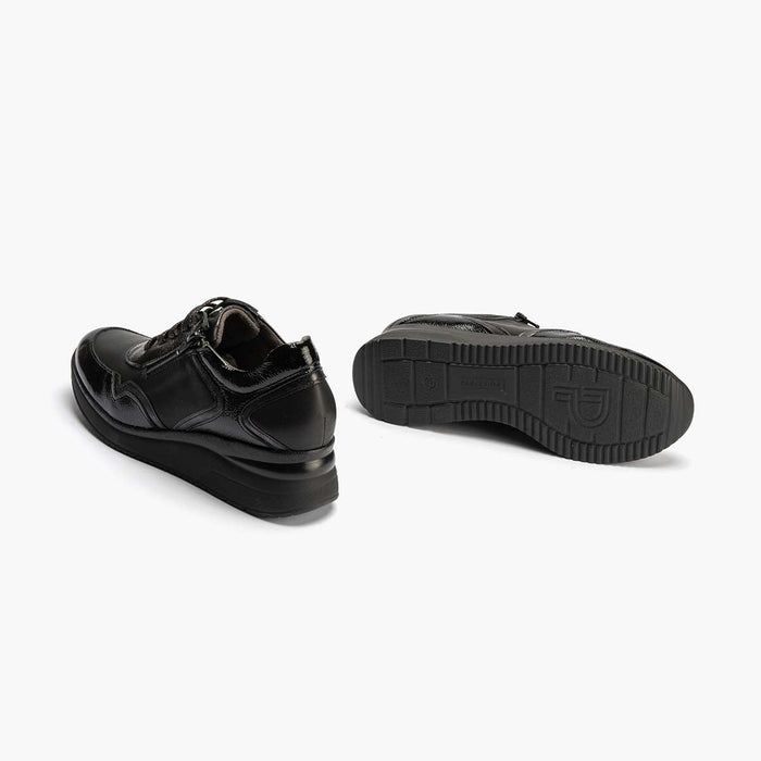 Pitillos Zapato Deportivo Charol Con Cremallera Para Mujer Color Negro