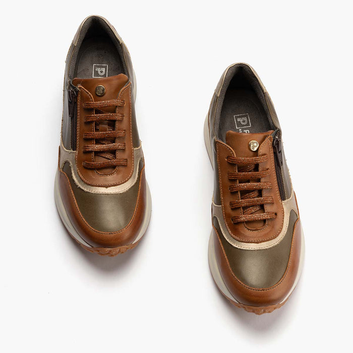 Pitillos Zapato Deportivo Con Cremallera Mujer Color Cuero