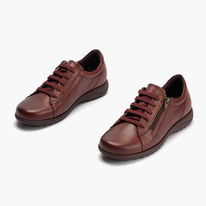 Pitillos Zapato Deportivo Con Cremallera Para Mujer Color Burdeos