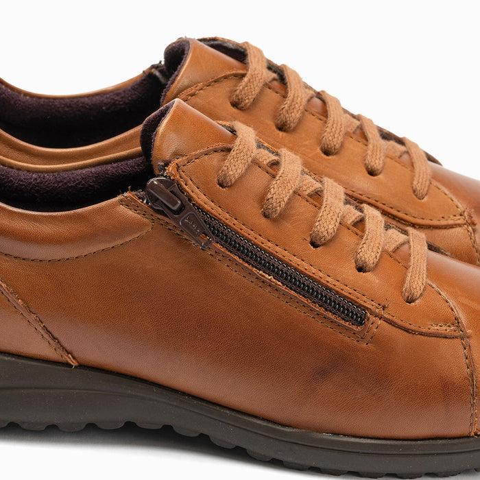 Pitillos Zapato Deportivo Con Cremallera Para Mujer Color Cuero