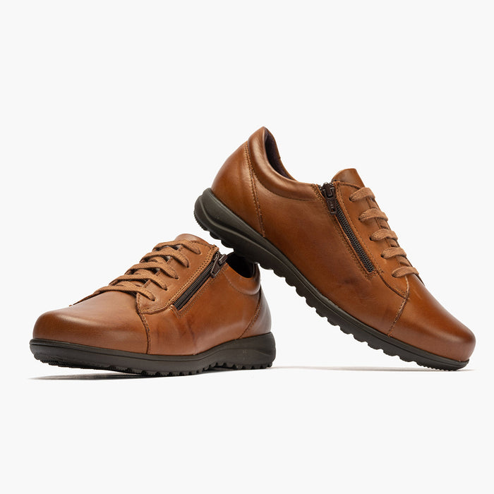 Pitillos Zapato Deportivo Con Cremallera Para Mujer Color Cuero