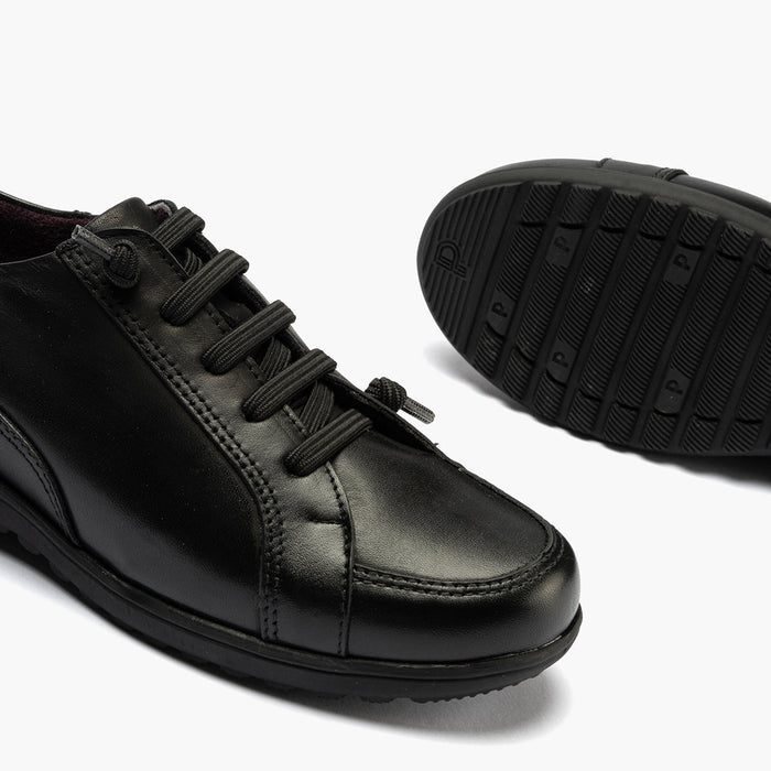 Pitillos Zapato Deportivo Cordon Elástico De Mujer Color Negro