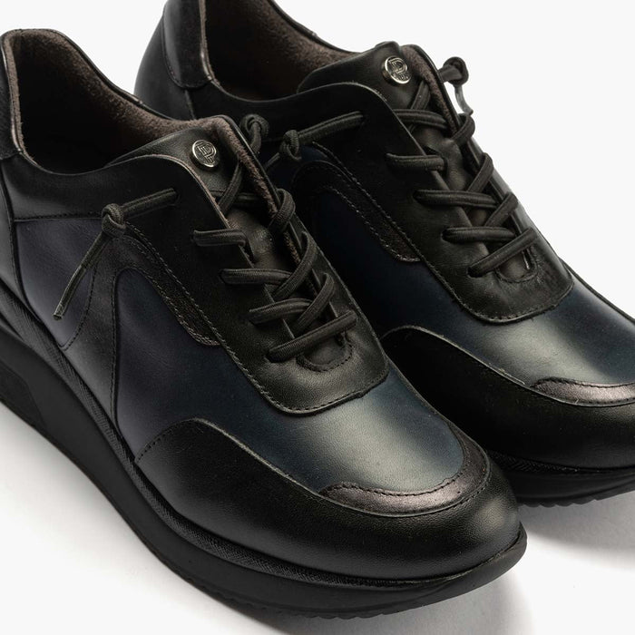 Pitillos Zapato Deportivo Cordones De Mujer Color Negro