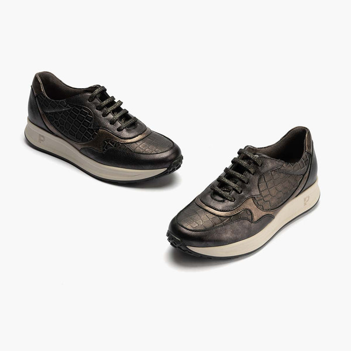 Pitillos Zapato Deportivo Cordones Para Mujer Color Negro